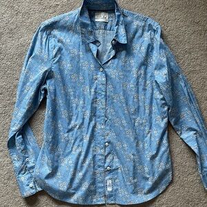 J.crew Light Blue Floral Print Women's Button-Up Shirt